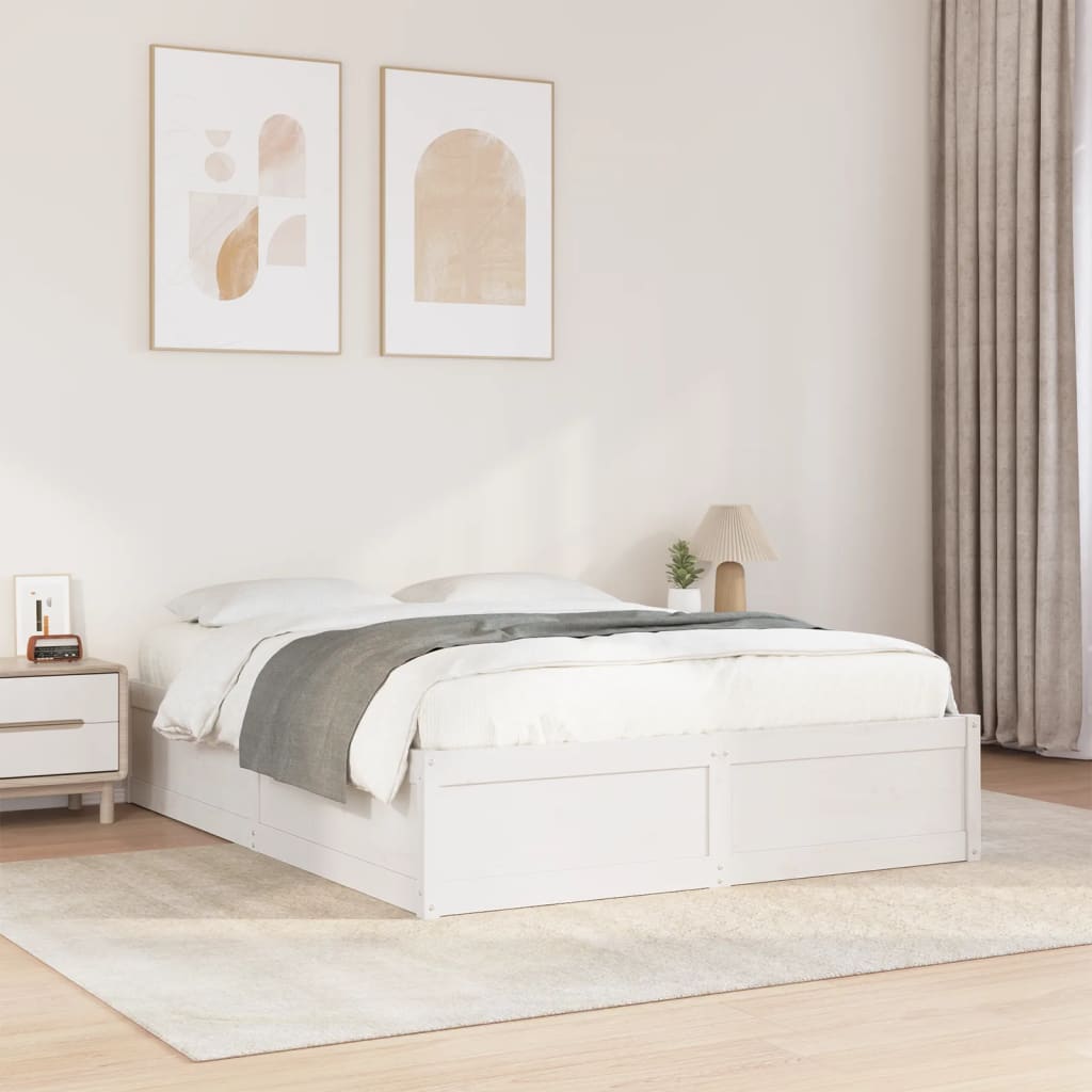 Bed Frame without Mattress White 140x200 cm Solid Wood Pine