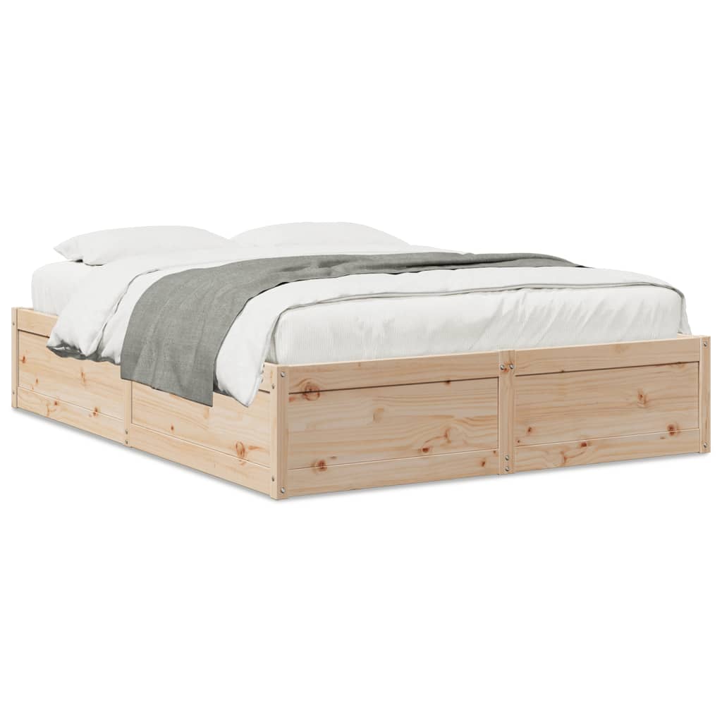 Bed Frame without Mattress 140x190 cm Solid Wood Pine