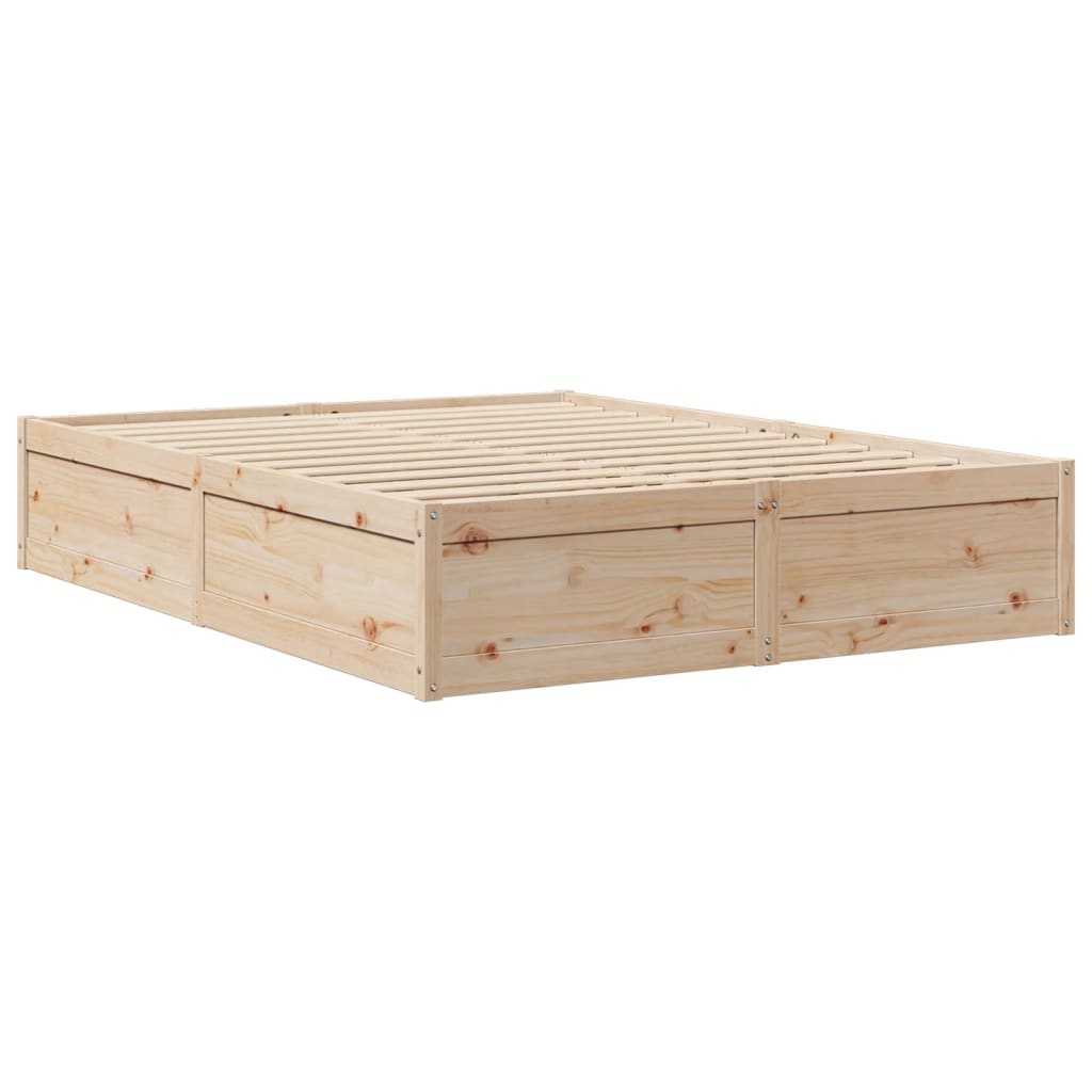 Bed Frame without Mattress 140x190 cm Solid Wood Pine