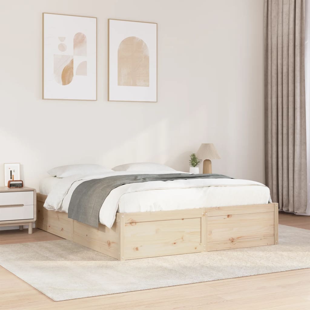 Bed Frame without Mattress 140x190 cm Solid Wood Pine