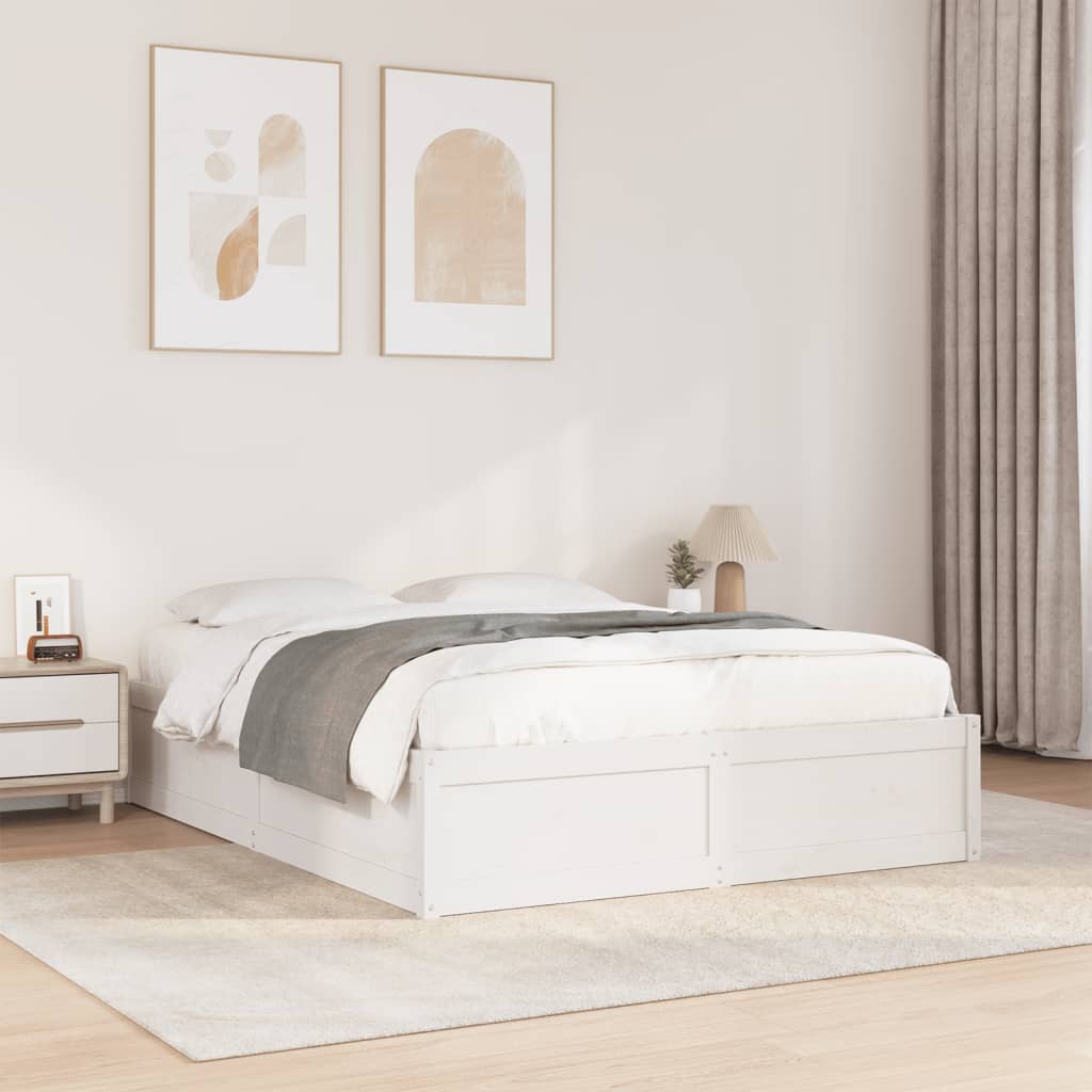 Bed Frame without Mattress White 140x190 cm Solid Wood Pine