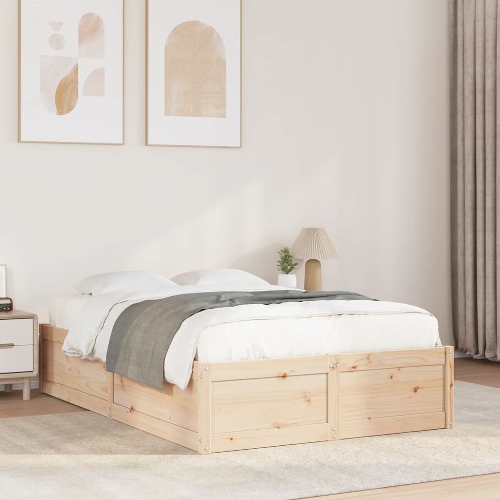 Bed Frame without Mattress 135x190 cm Double Solid Wood Pine