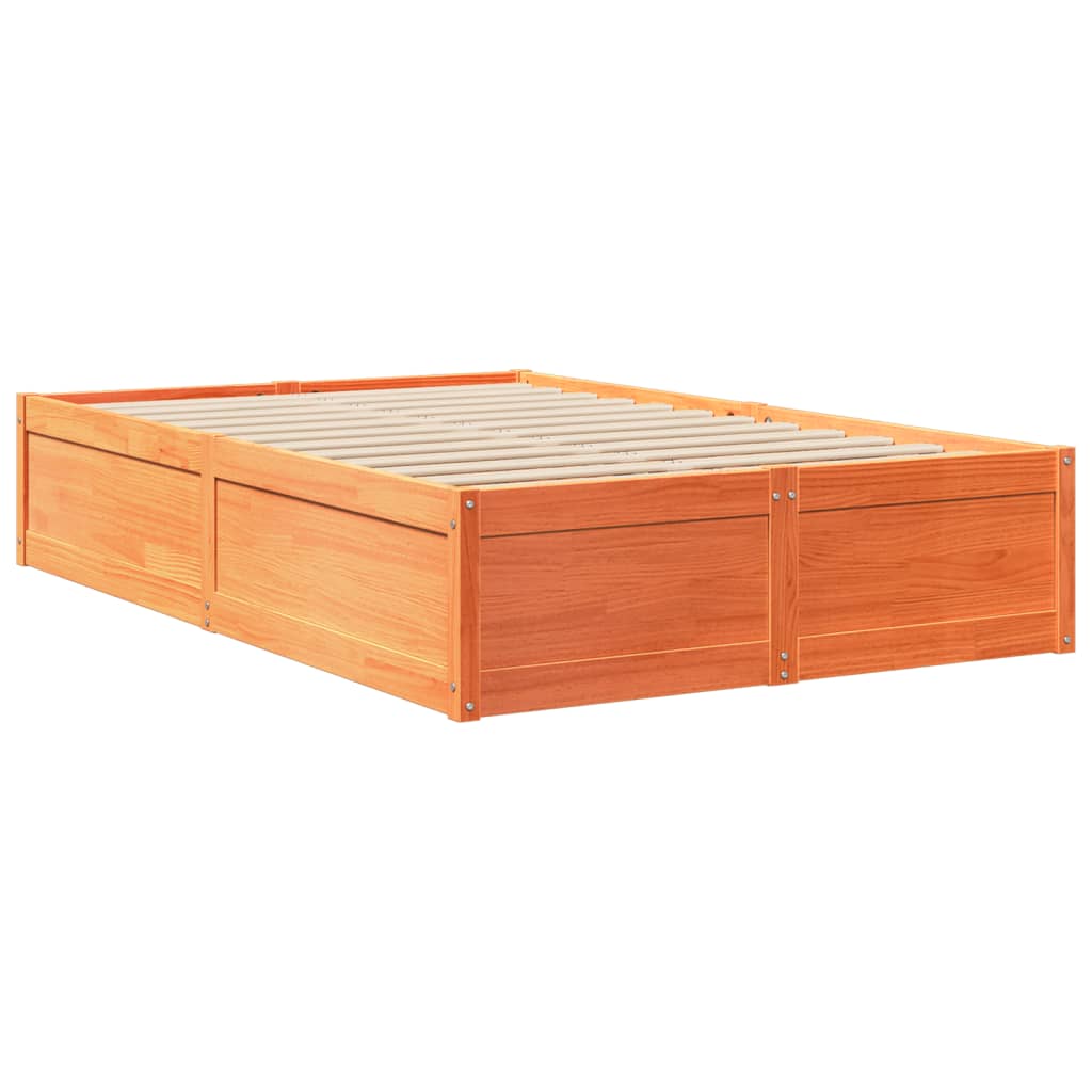 Bed Frame without Mattress Wax Brown 120x190 cm Small Double Solid Wood Pine