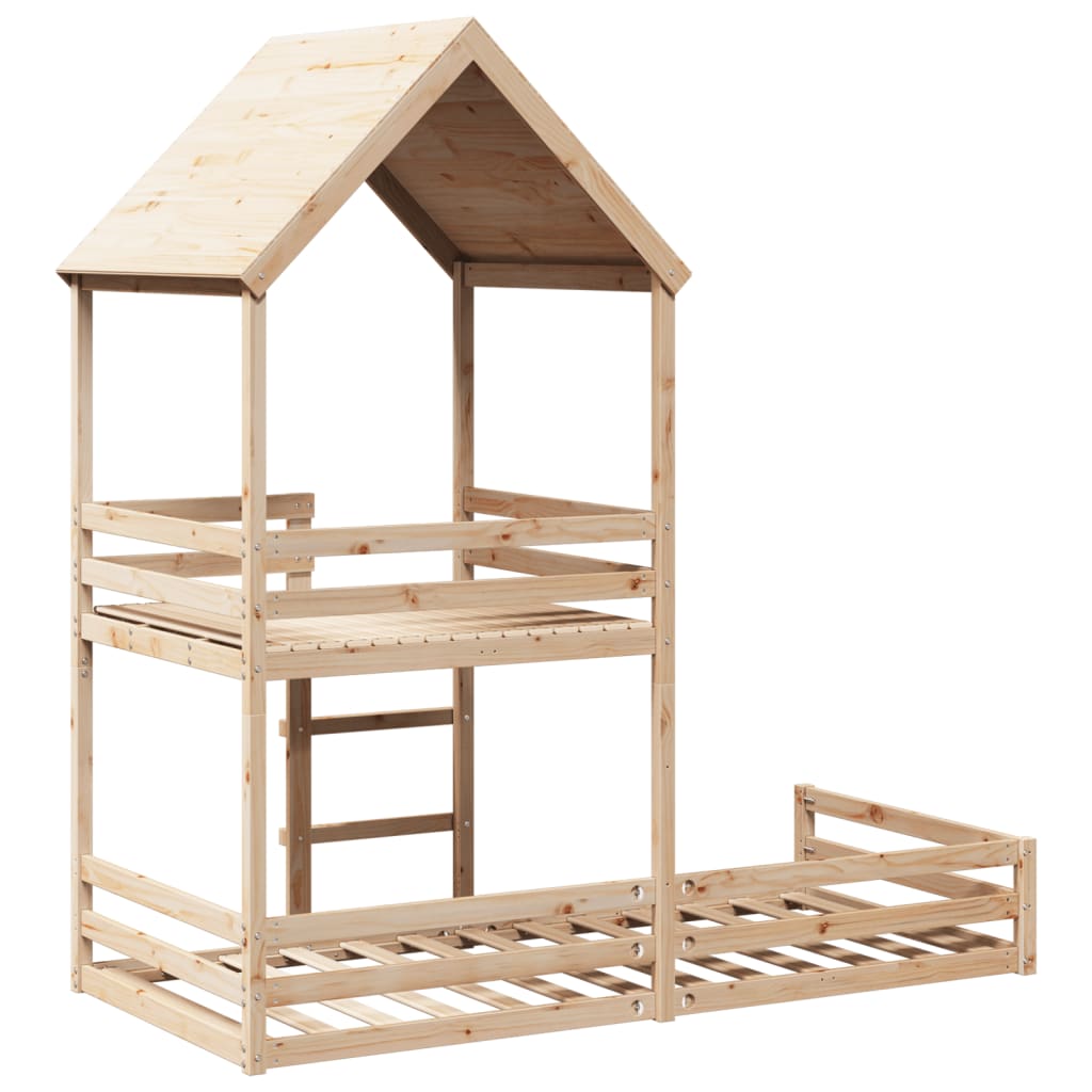 Bunk Bed with Roof 90x200 cm Solid Wood Pine