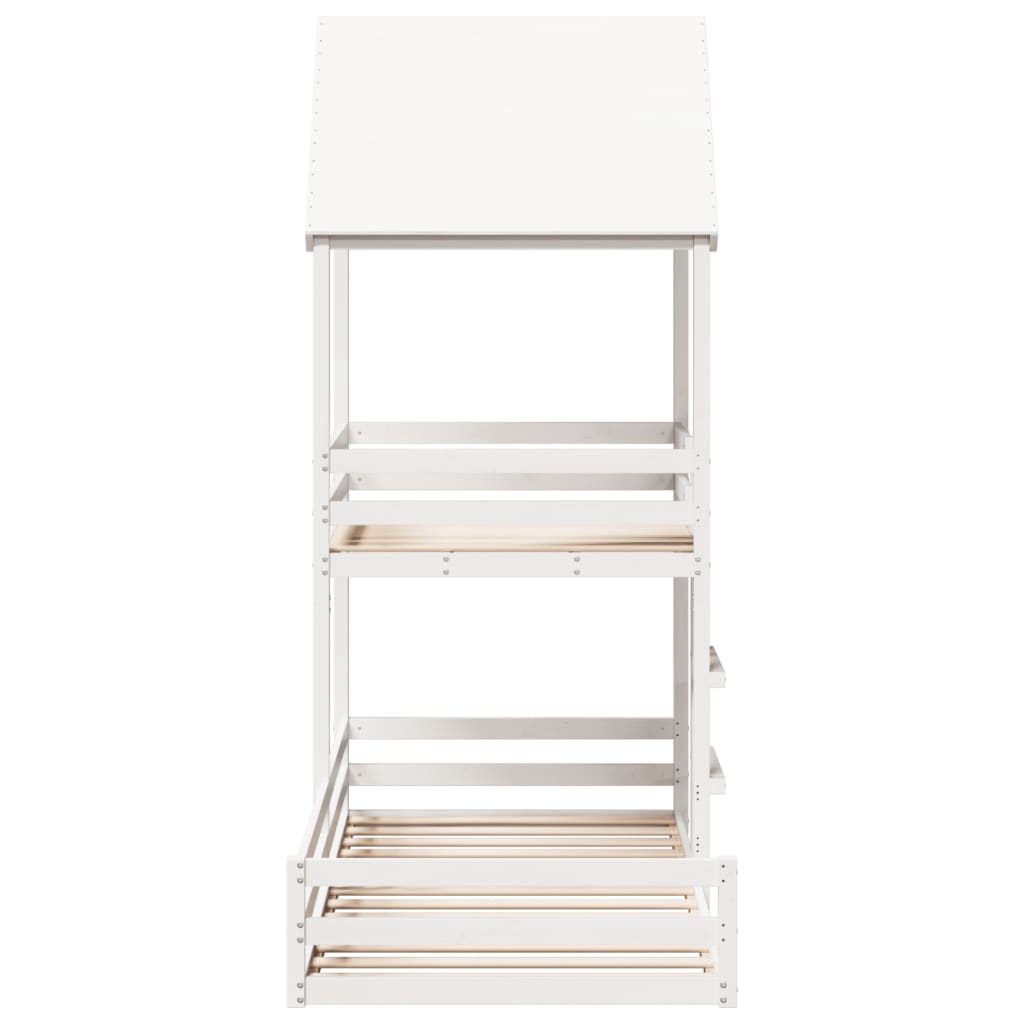 Bunk Bed with Roof White 90x200 cm Solid Wood Pine