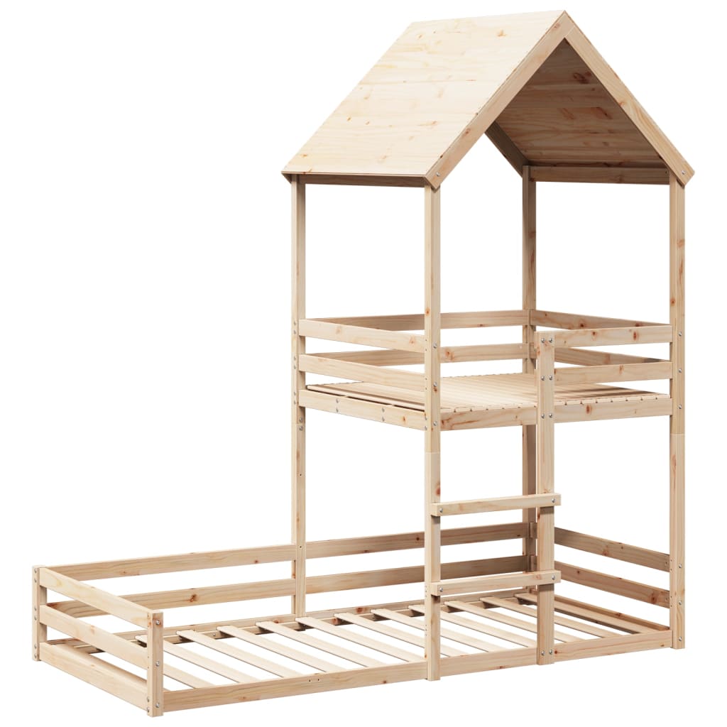 Bunk Bed with Roof 80x200 cm Solid Wood Pine
