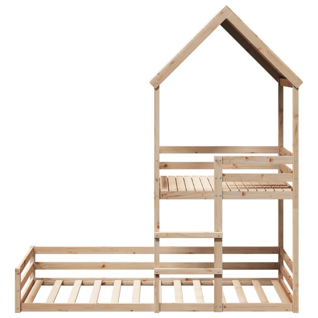 Bunk Bed with Roof 80x200 cm Solid Wood Pine