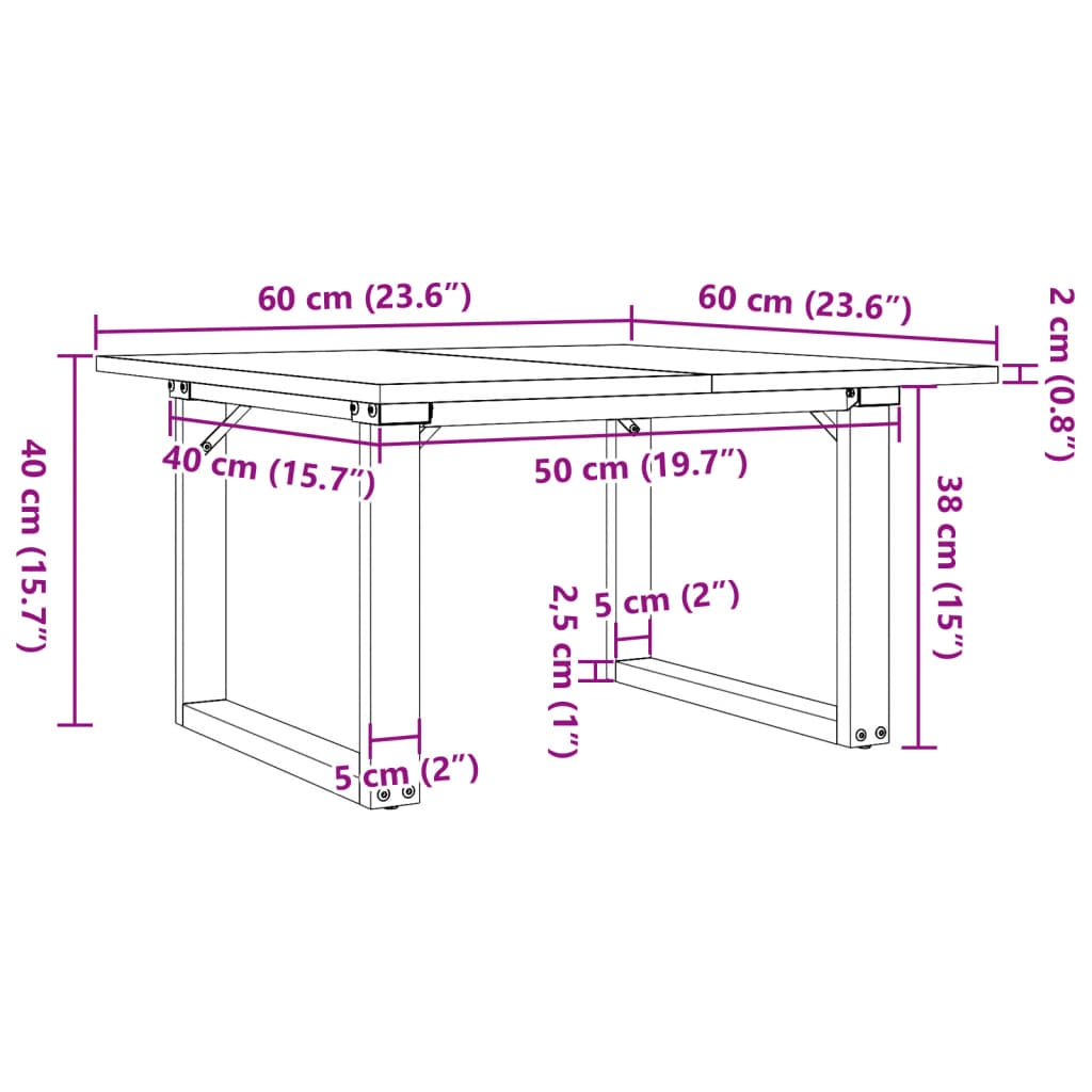 Coffee Table O-Frame 60x60x40 cm Solid Wood Pine and Steel