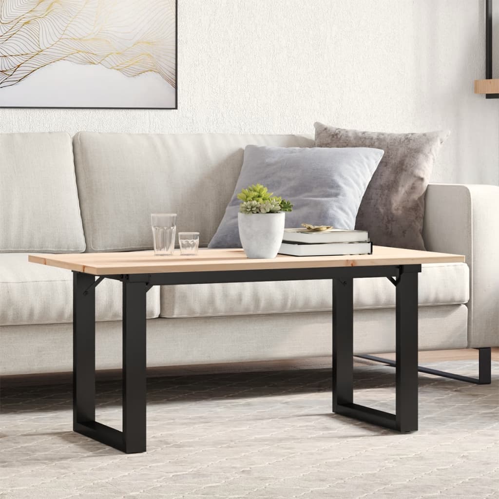 Coffee Table O-Frame 90x40x45 cm Solid Wood Pine and Steel