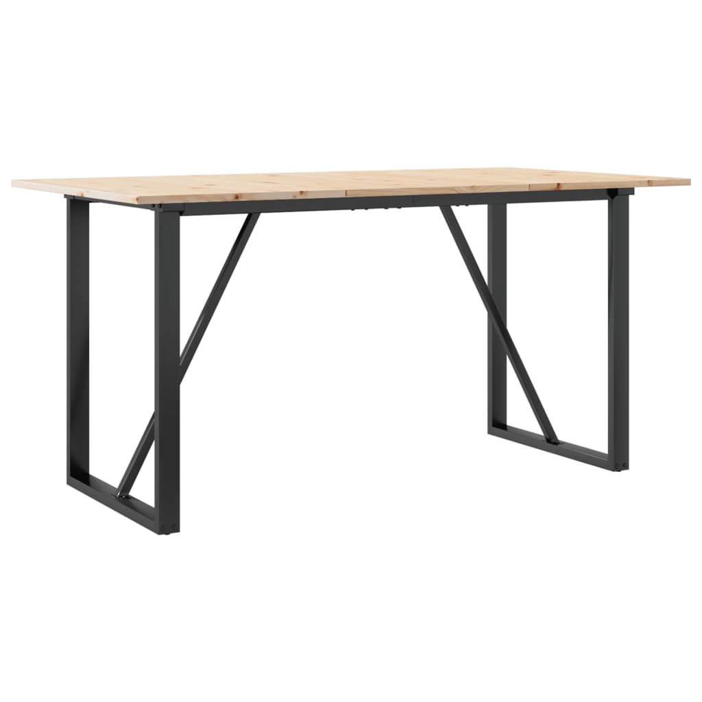 Dining Table O-Frame 140x80x75 cm Solid Wood Pine and Steel