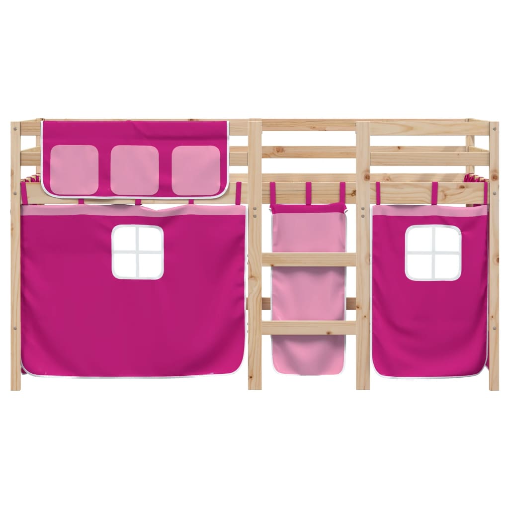 Kids' Loft Bed with Curtains without Mattress Pink 80x200 cm