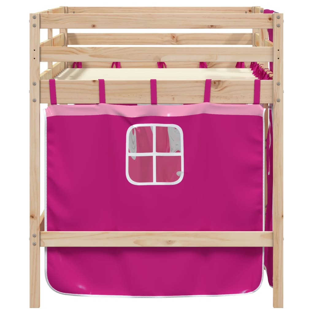 Kids' Loft Bed with Curtains without Mattress Pink 80x200 cm