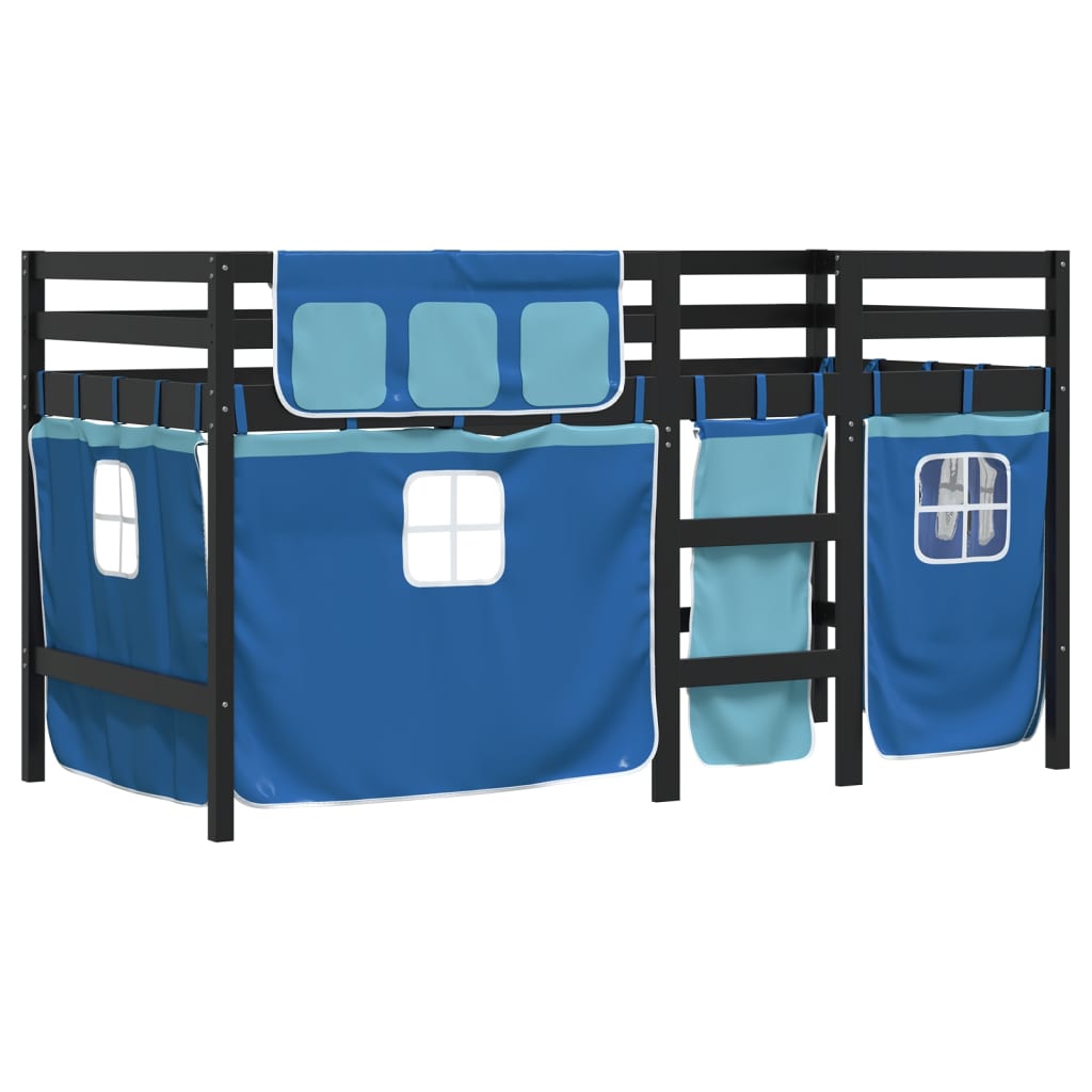 Kids' Loft Bed with Curtains without Mattress Blue 80x200 cm