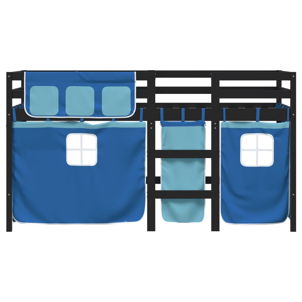 Kids' Loft Bed with Curtains without Mattress Blue 80x200 cm