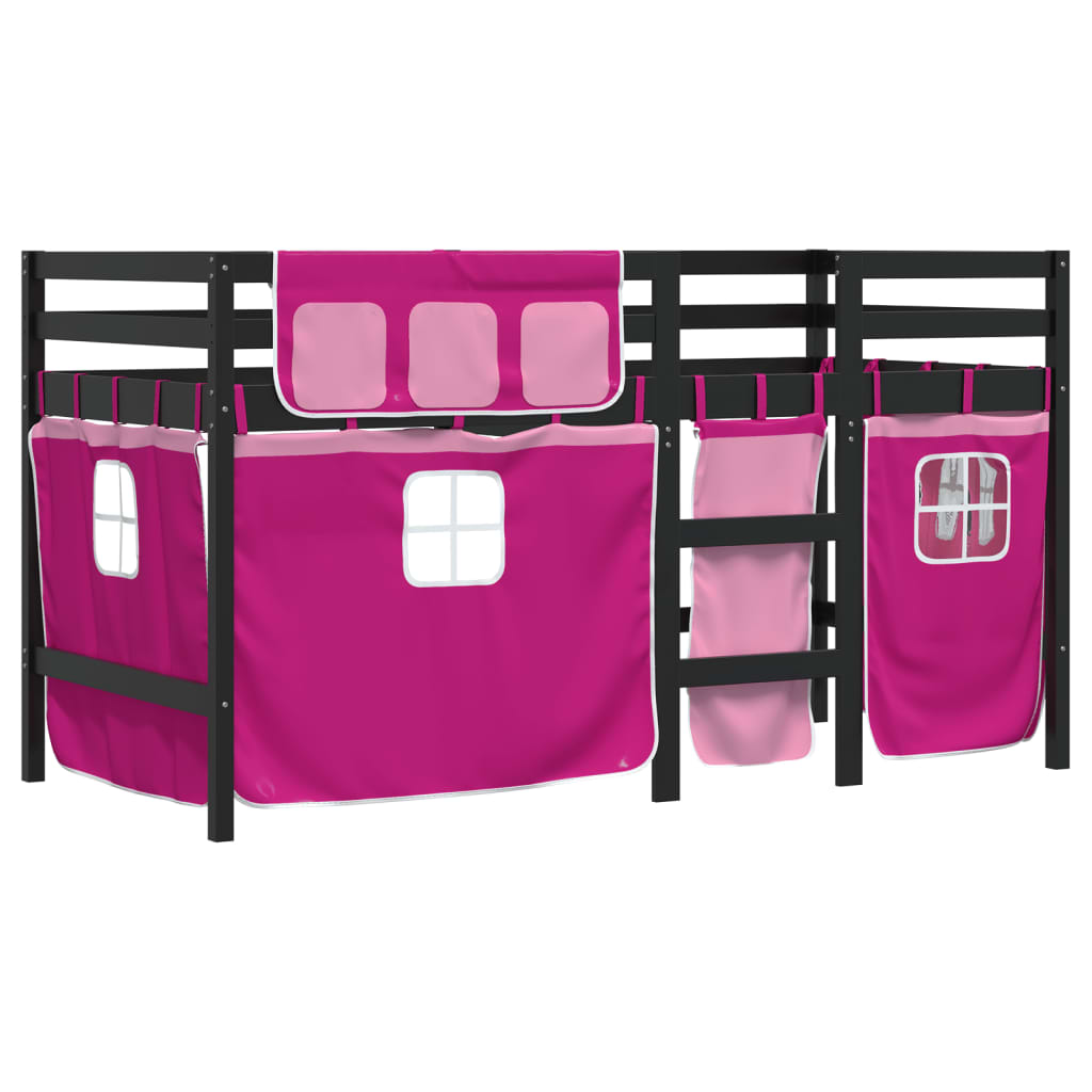 Kids' Loft Bed with Curtains without Mattress Pink 80x200 cm
