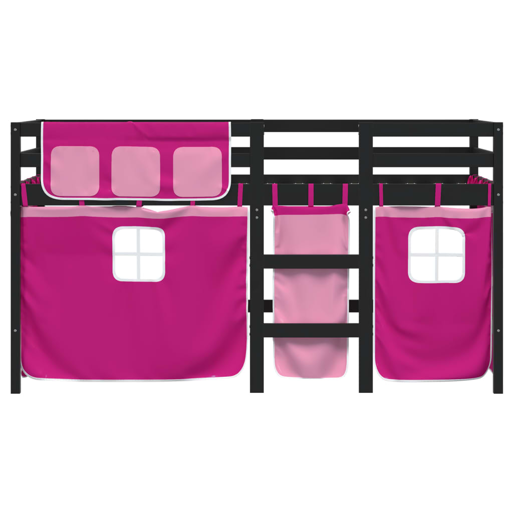 Kids' Loft Bed with Curtains without Mattress Pink 80x200 cm