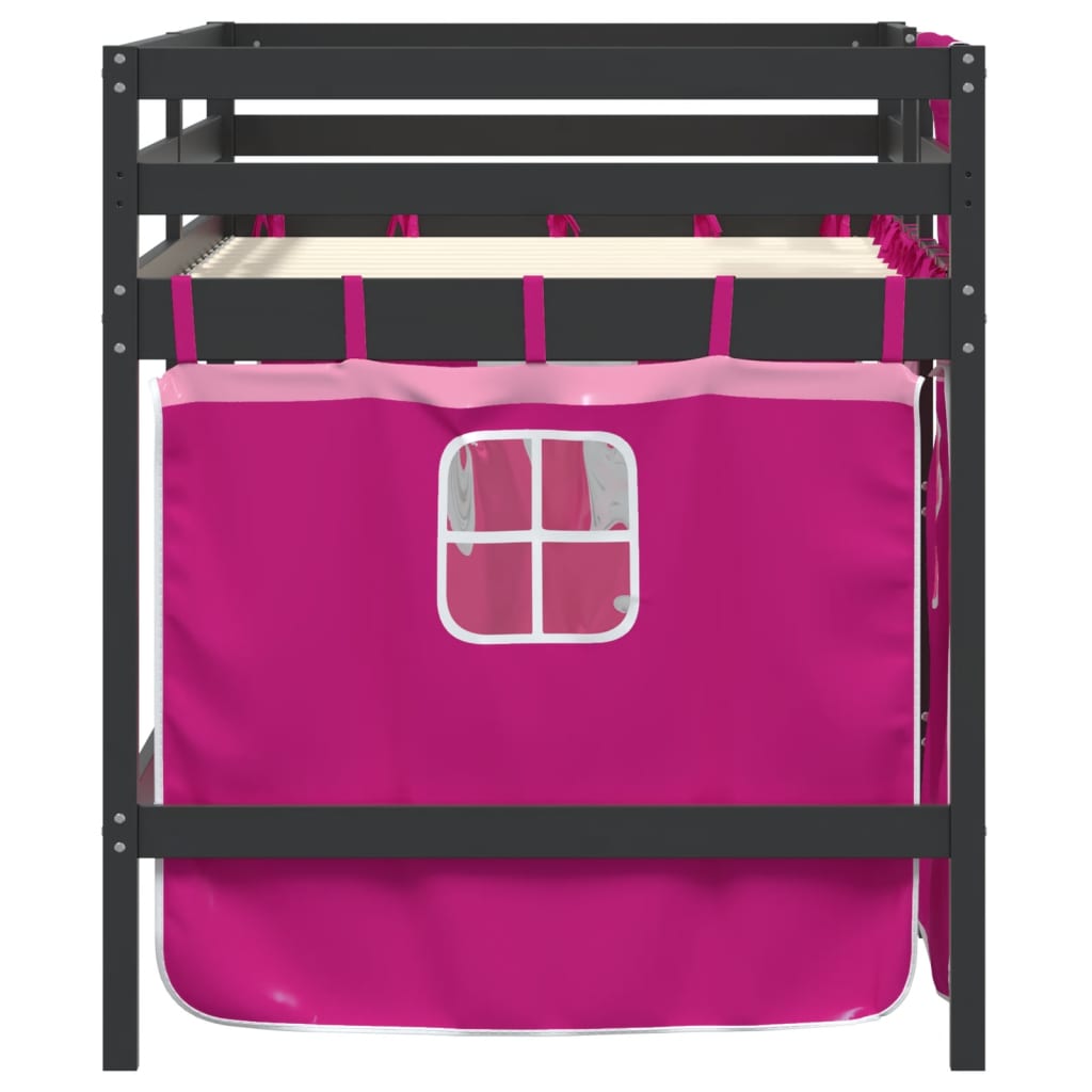 Kids' Loft Bed with Curtains without Mattress Pink 80x200 cm