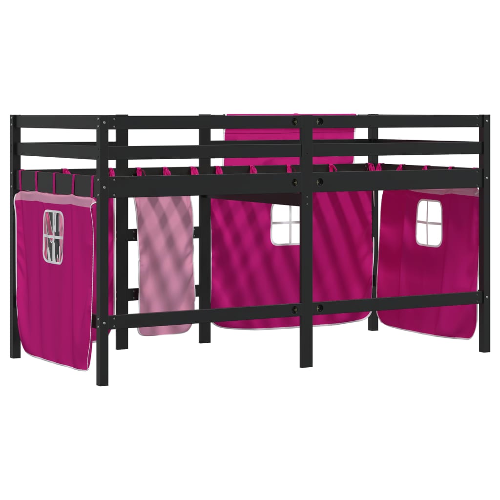 Kids' Loft Bed with Curtains without Mattress Pink 80x200 cm