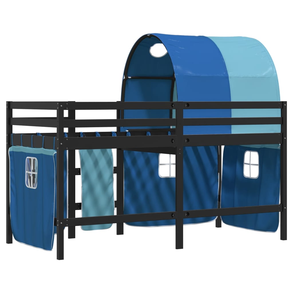 Kids' Loft Bed with Tunnel without Mattress Blue 80x200 cm