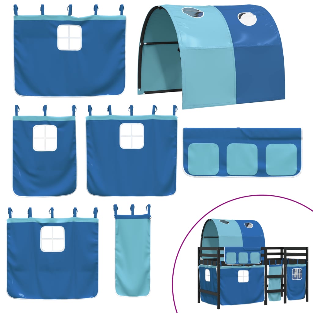 Kids' Loft Bed with Tunnel without Mattress Blue 80x200 cm