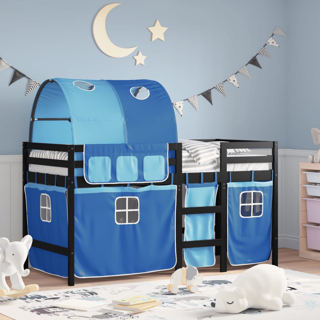 Kids' Loft Bed with Tunnel without Mattress Blue 80x200 cm