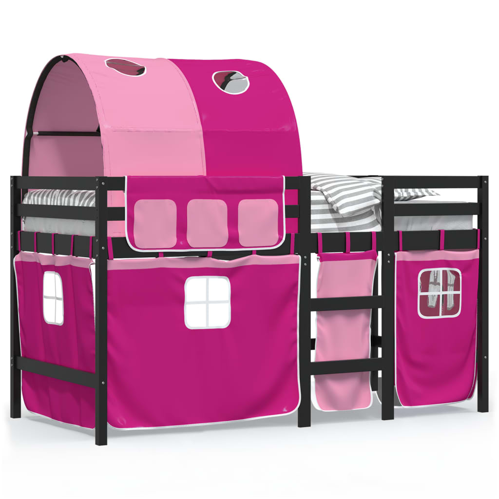 Kids' Loft Bed with Tunnel without Mattress Pink 80x200 cm