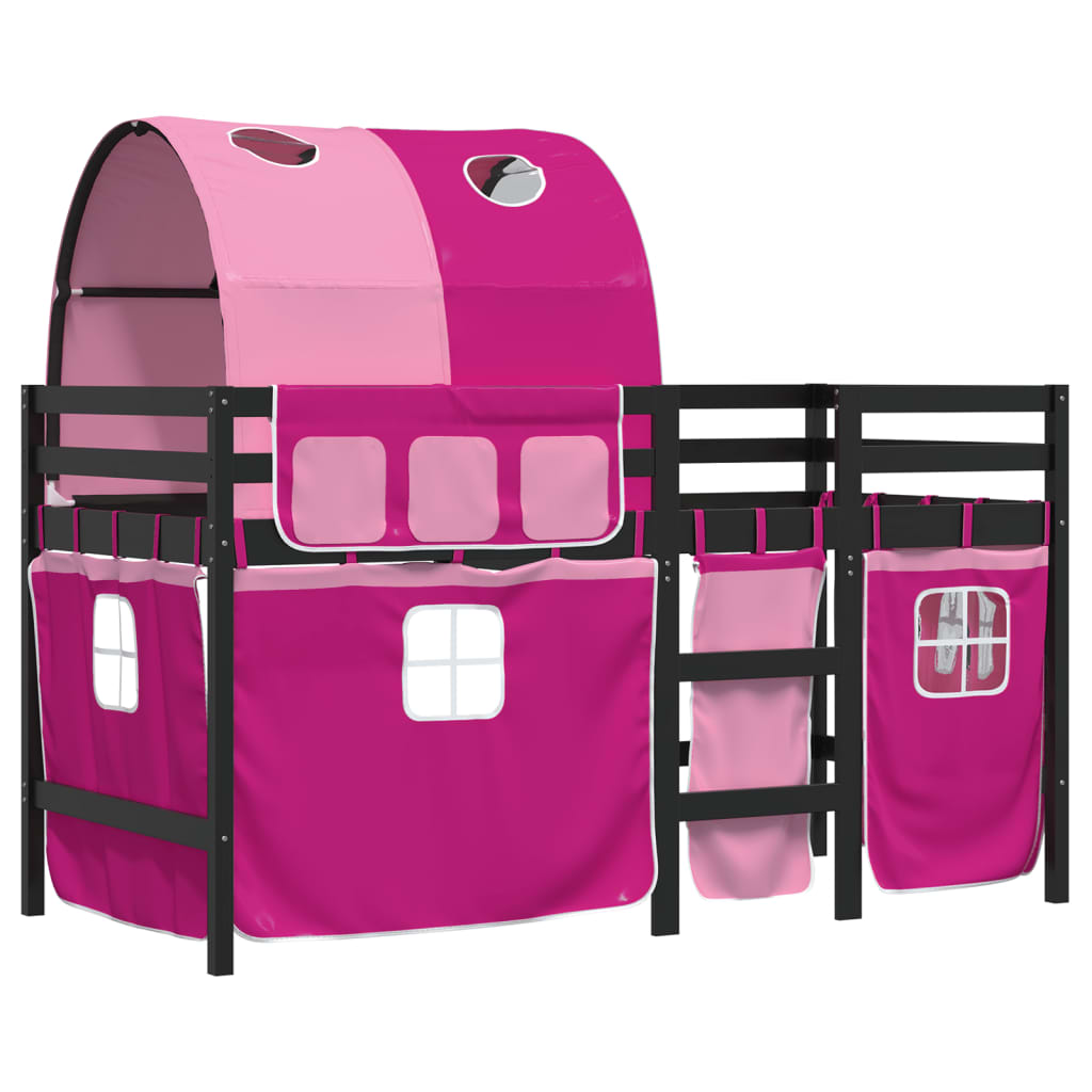 Kids' Loft Bed with Tunnel without Mattress Pink 80x200 cm