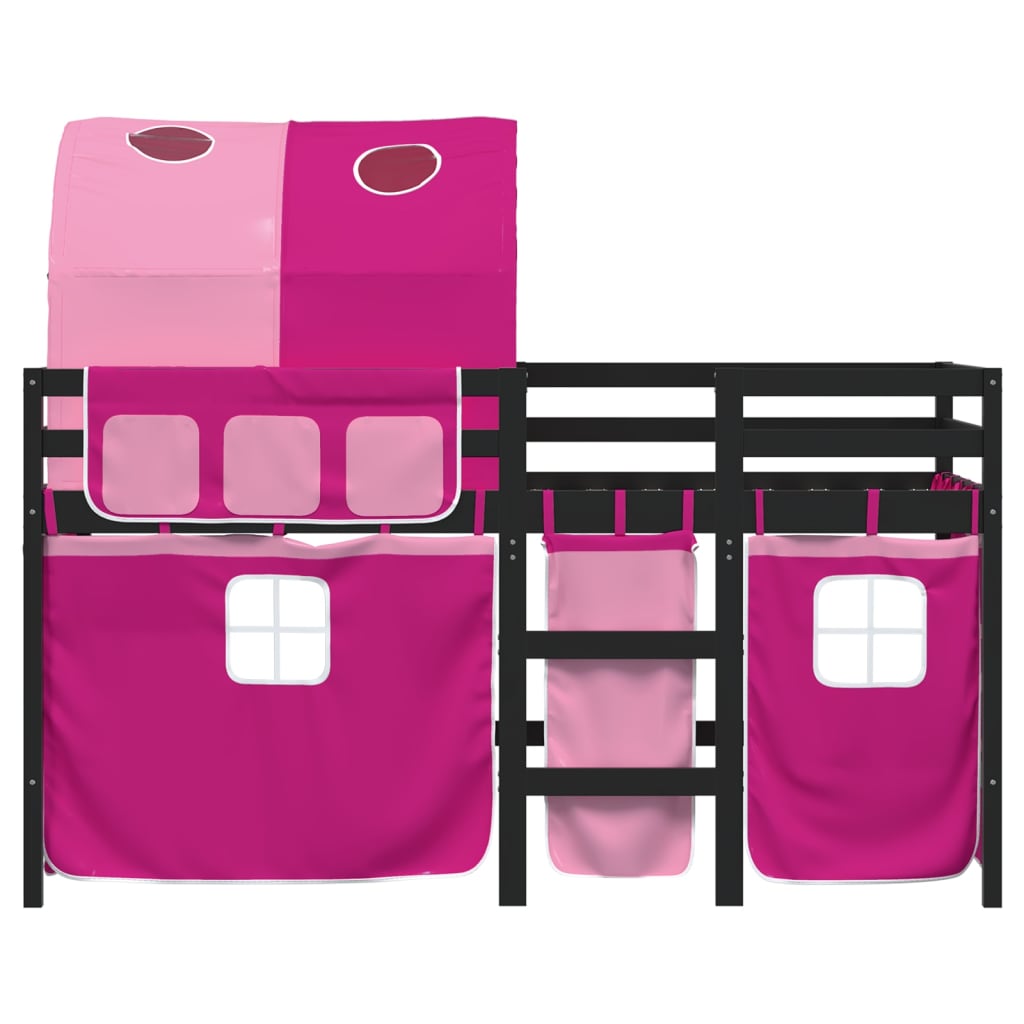 Kids' Loft Bed with Tunnel without Mattress Pink 80x200 cm
