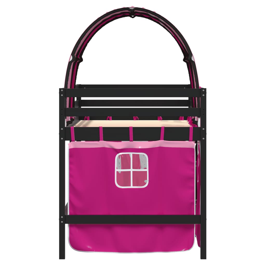 Kids' Loft Bed with Tunnel without Mattress Pink 80x200 cm