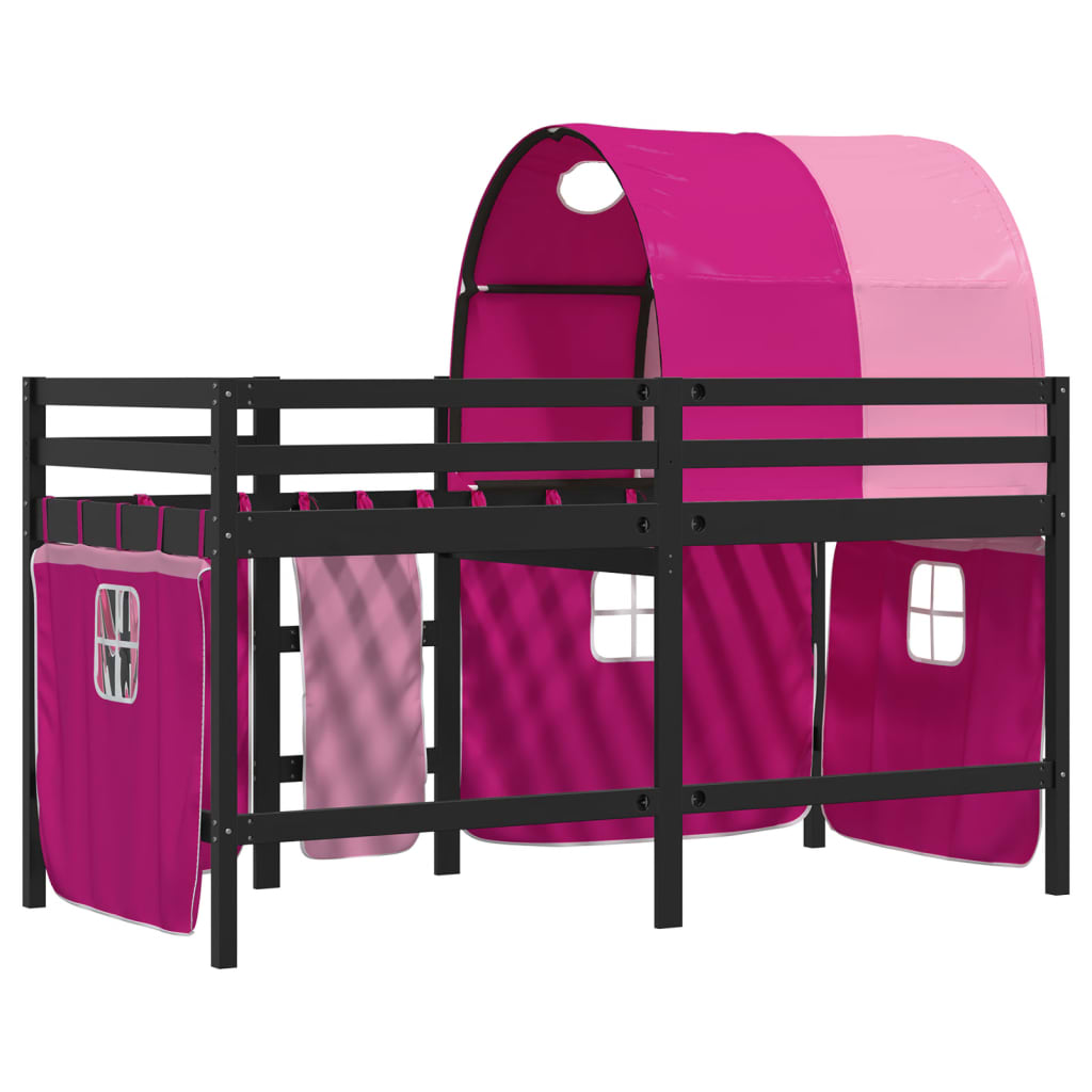 Kids' Loft Bed with Tunnel without Mattress Pink 80x200 cm