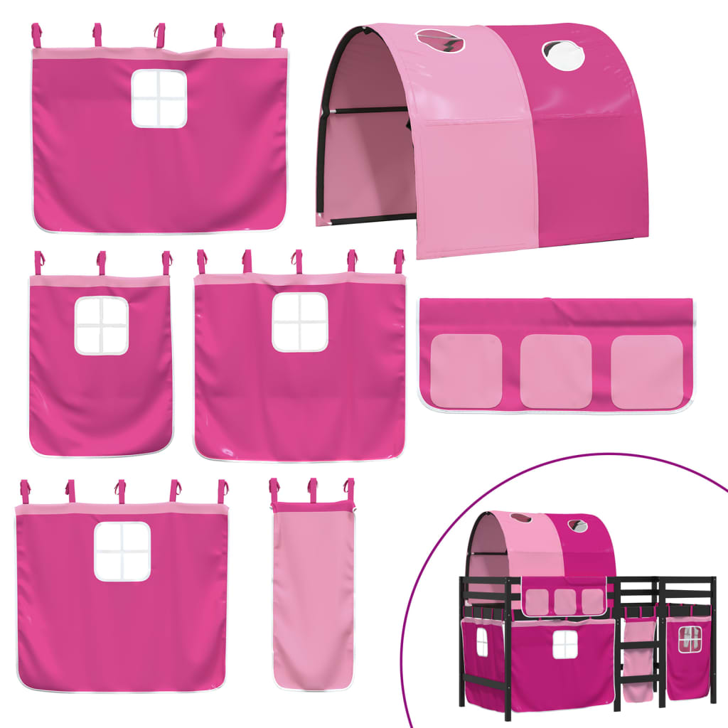 Kids' Loft Bed with Tunnel without Mattress Pink 80x200 cm