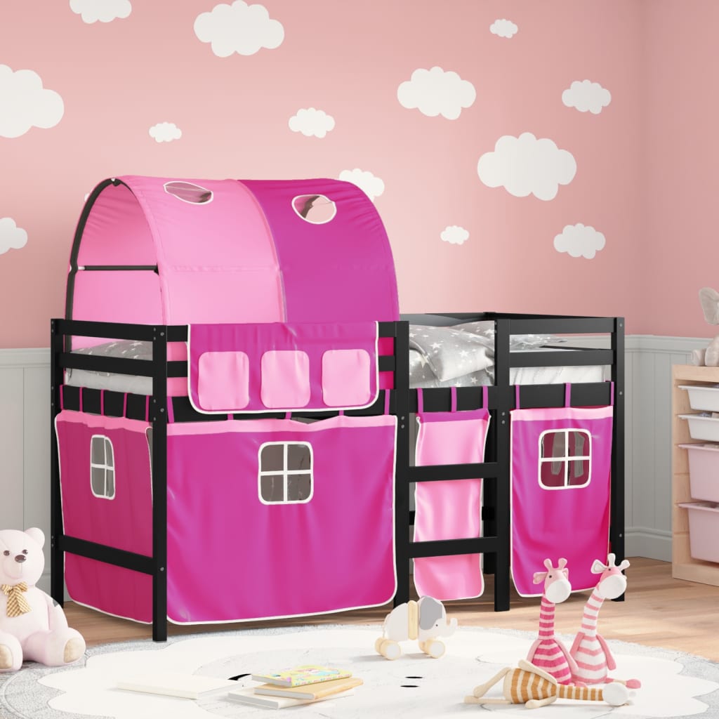 Kids' Loft Bed with Tunnel without Mattress Pink 80x200 cm