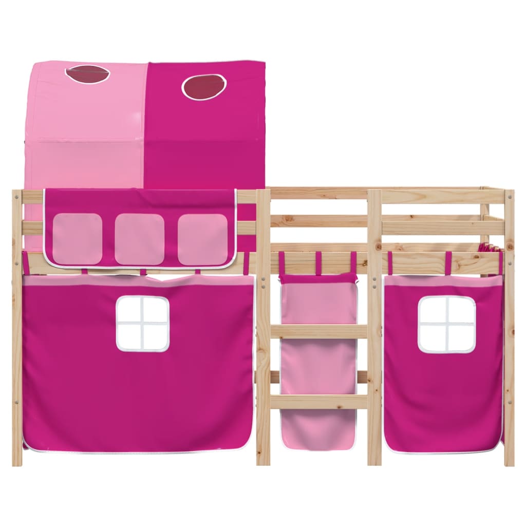 Kids' Loft Bed with Tunnel without Mattress Pink 90x200 cm