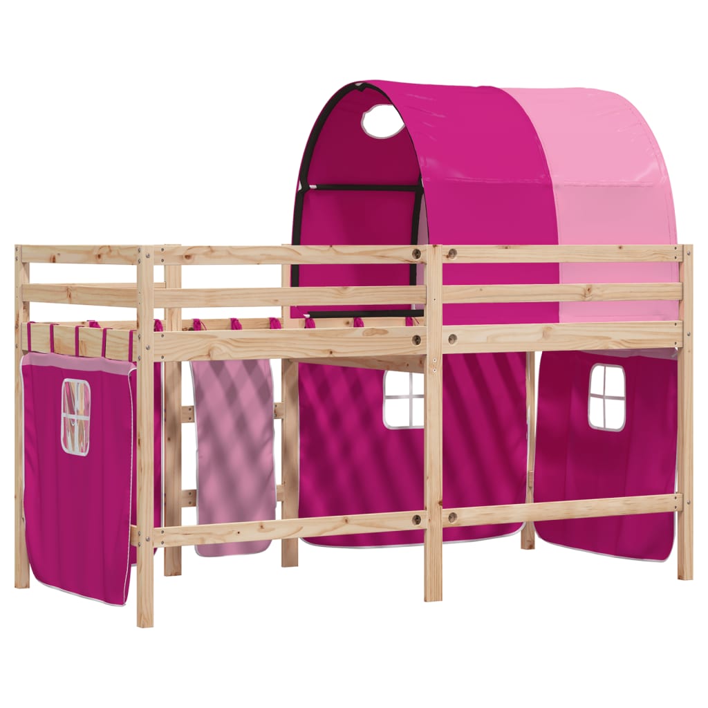 Kids' Loft Bed with Tunnel without Mattress Pink 90x200 cm