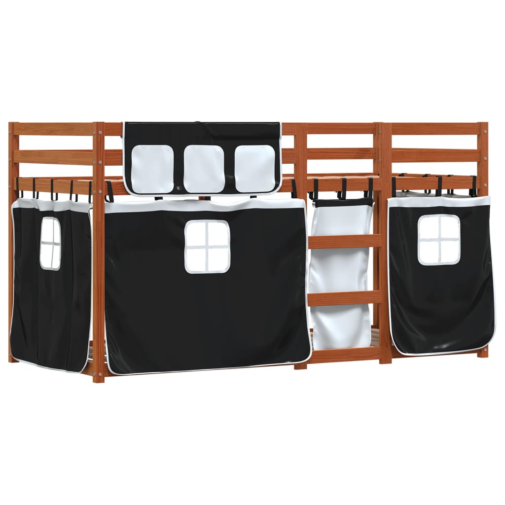 Bunk Bed without Mattress White&Black 80x200 cm Solid Wood Pine