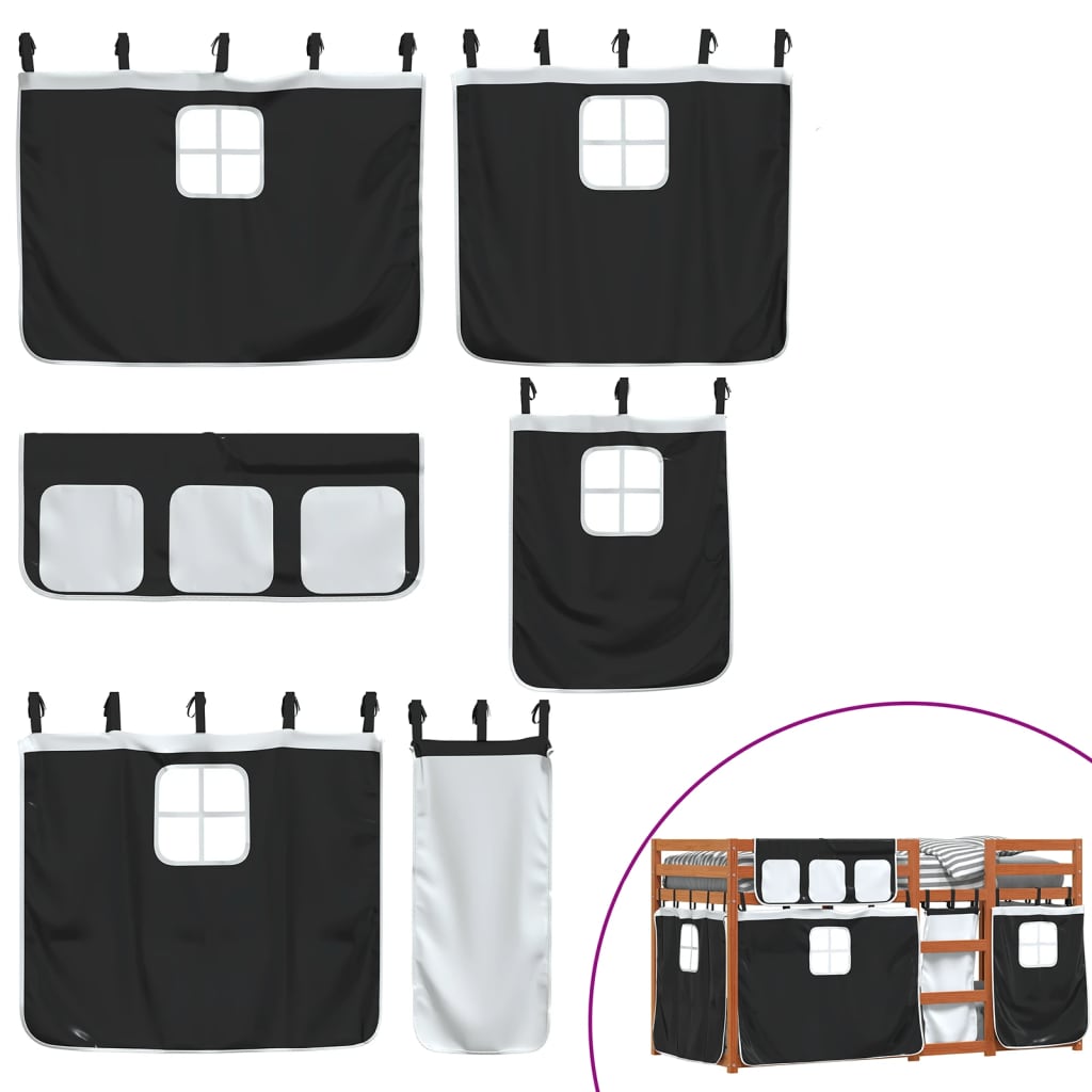 Bunk Bed without Mattress White&Black 80x200 cm Solid Wood Pine