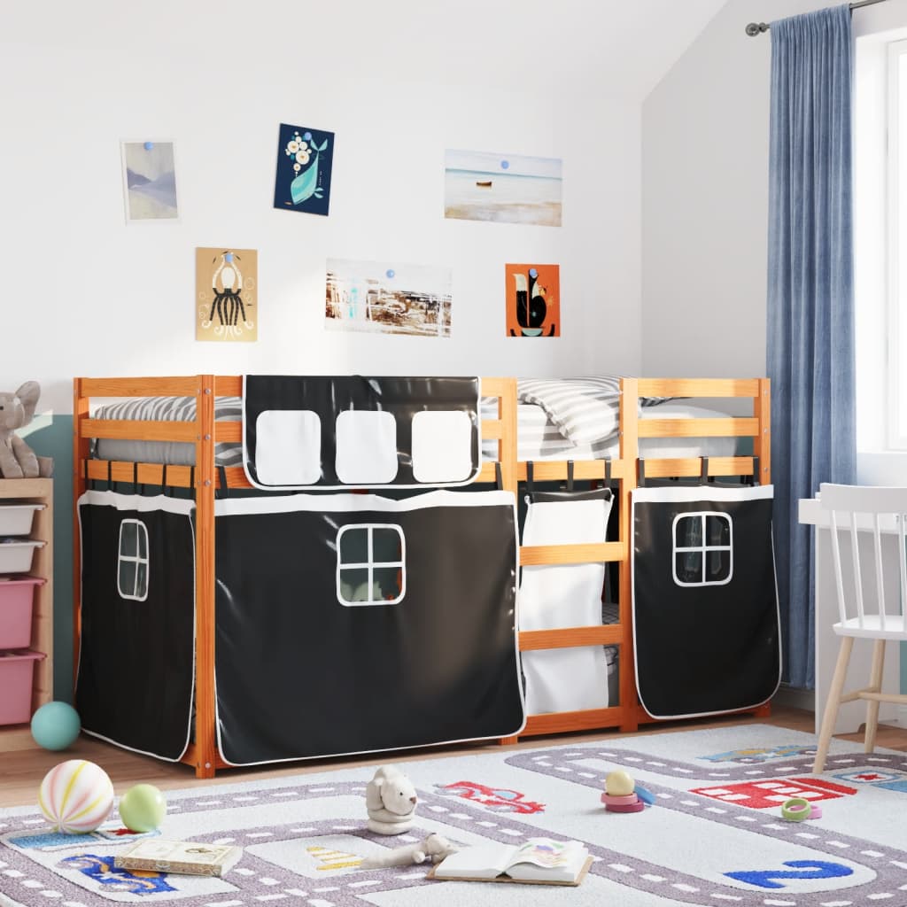 Bunk Bed without Mattress White&Black 80x200 cm Solid Wood Pine