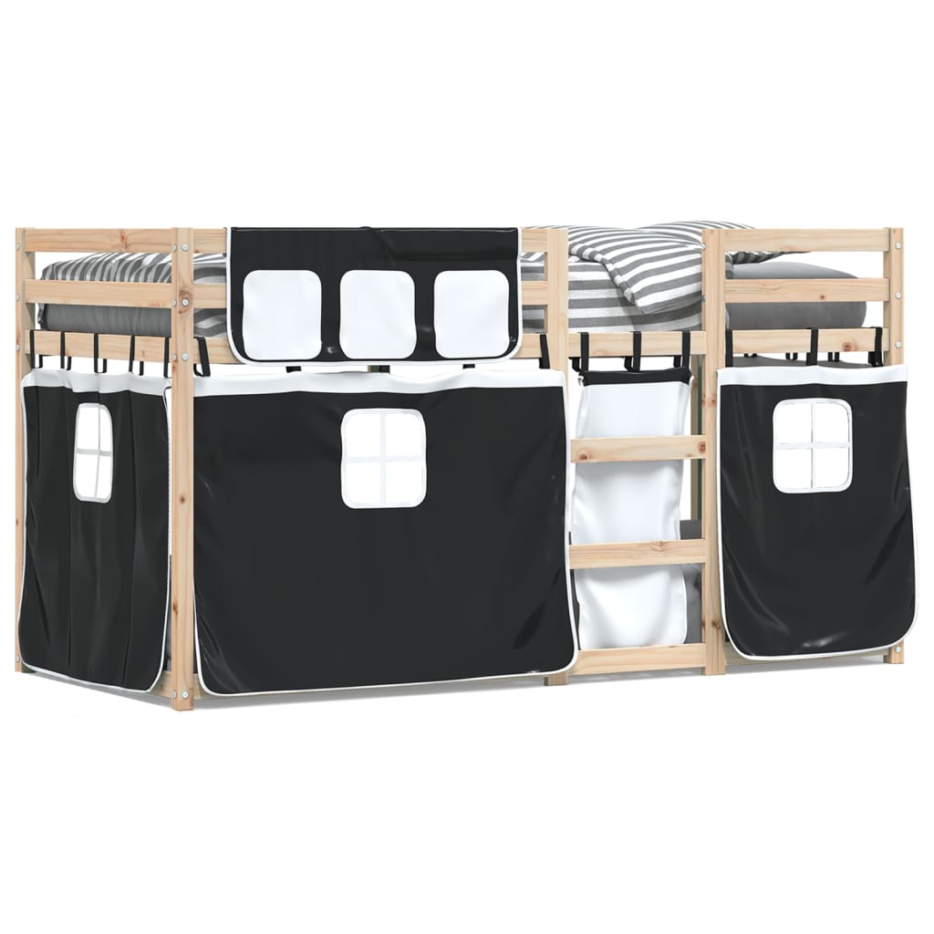 Bunk Bed without Mattress White&Black 90x200 cm Solid Wood Pine