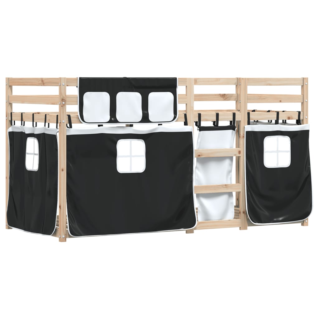 Bunk Bed without Mattress White&Black 90x200 cm Solid Wood Pine