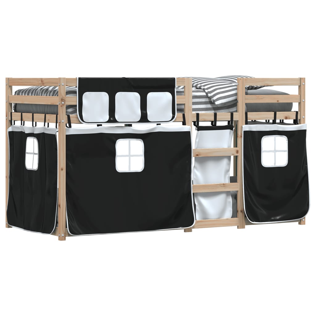 Bunk Bed without Mattress White&Black 90x200 cm Solid Wood Pine