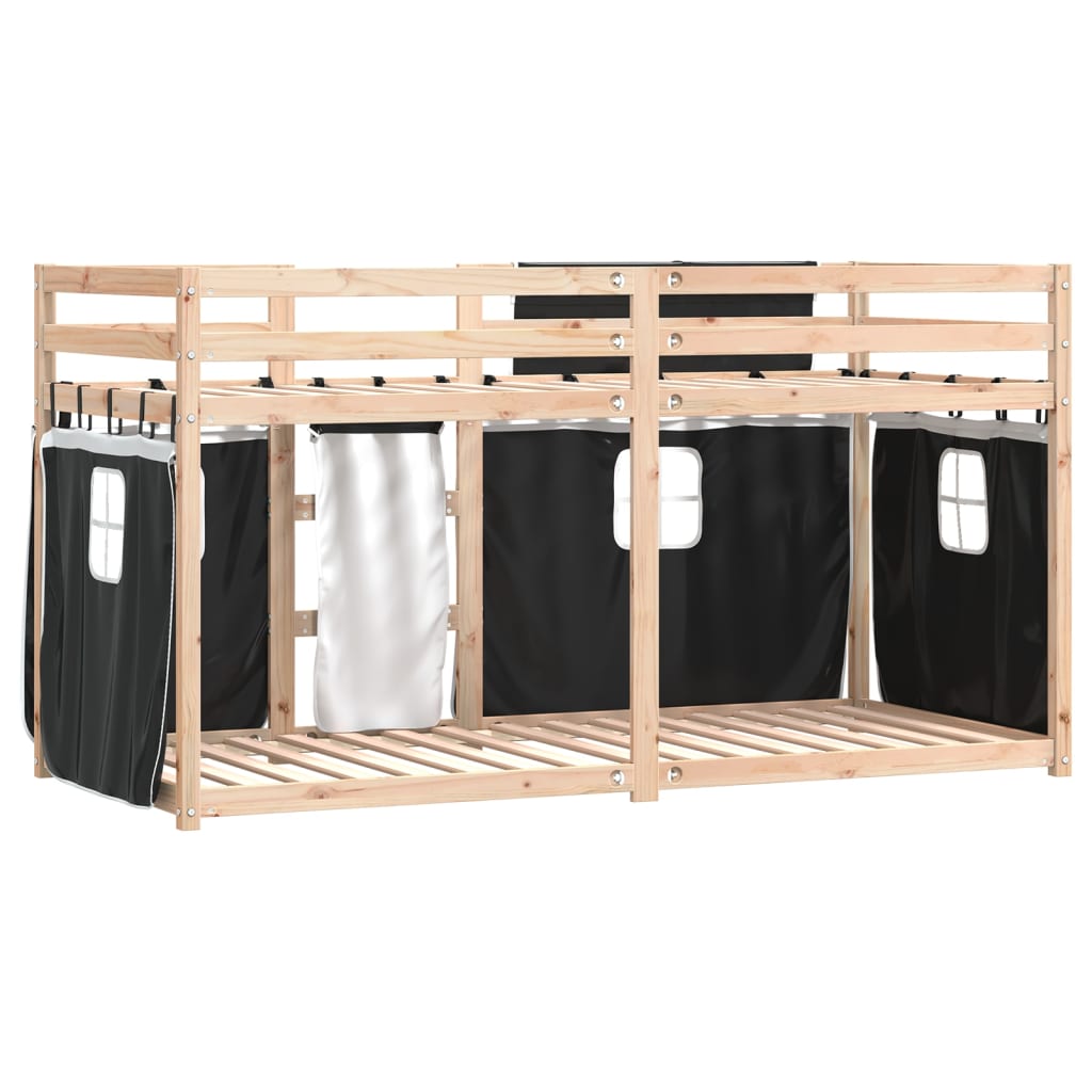 Bunk Bed without Mattress White&Black 90x200 cm Solid Wood Pine