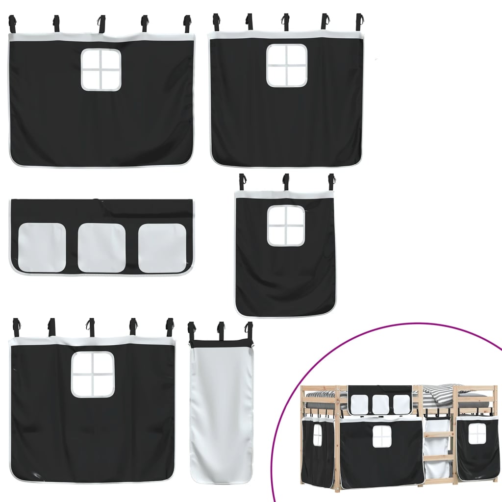 Bunk Bed without Mattress White&Black 90x200 cm Solid Wood Pine