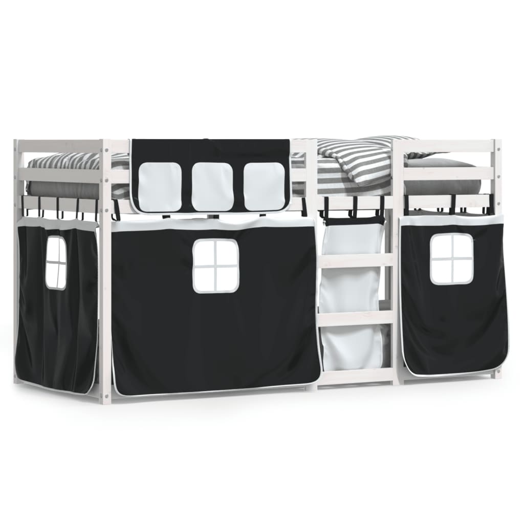 Bunk Bed without Mattress White&Black 90x200 cm Solid Wood Pine