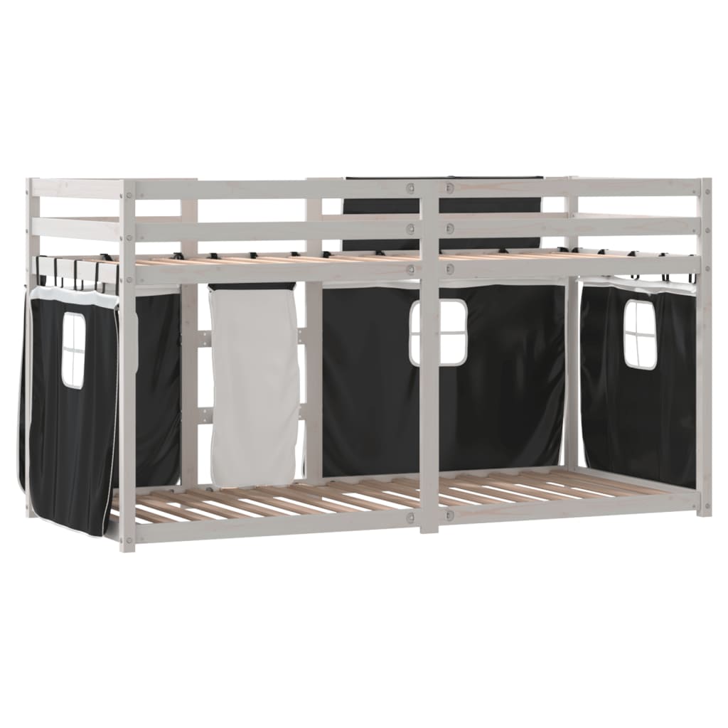 Bunk Bed without Mattress White&Black 90x200 cm Solid Wood Pine