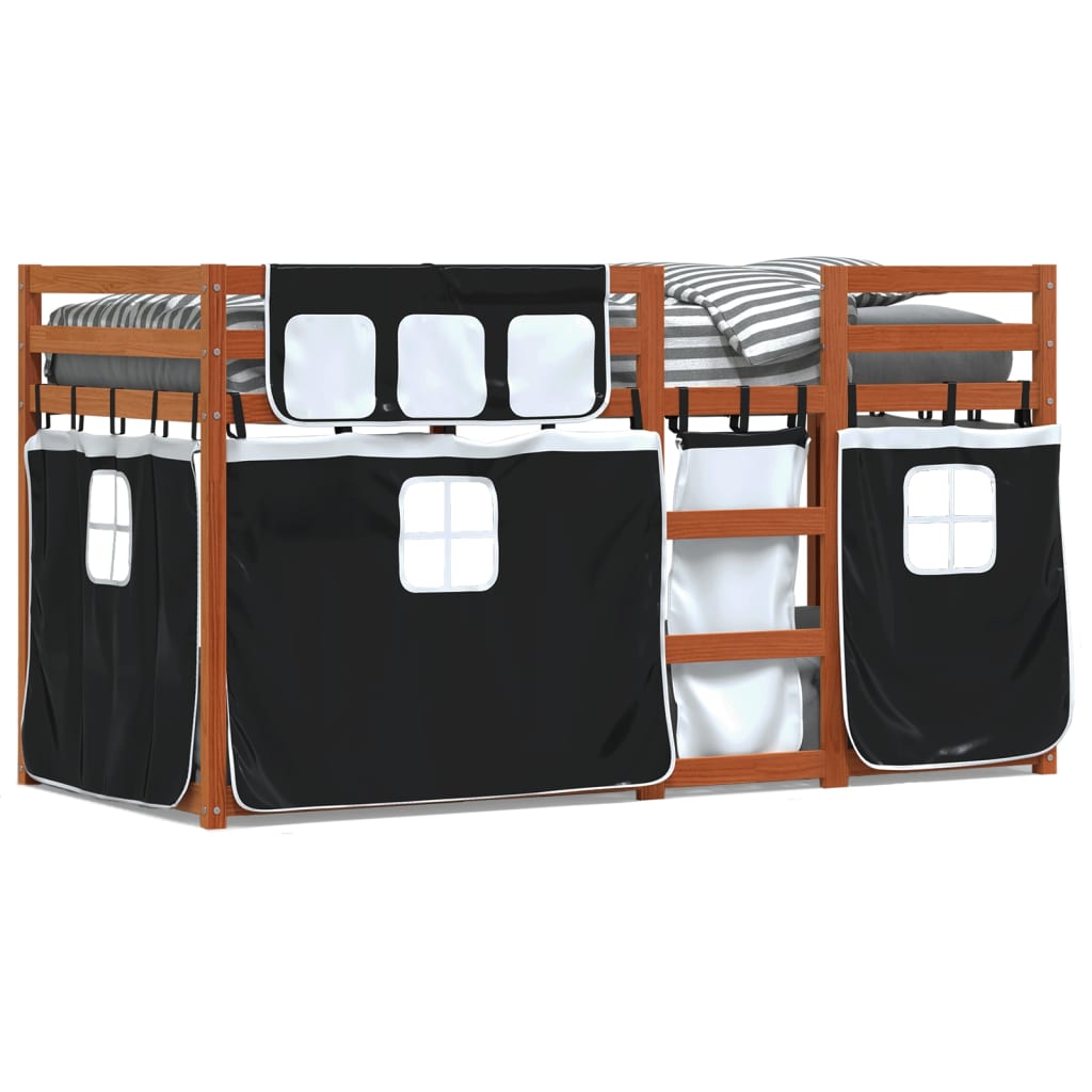 Bunk Bed without Mattress White&Black 90x200 cm Solid Wood Pine