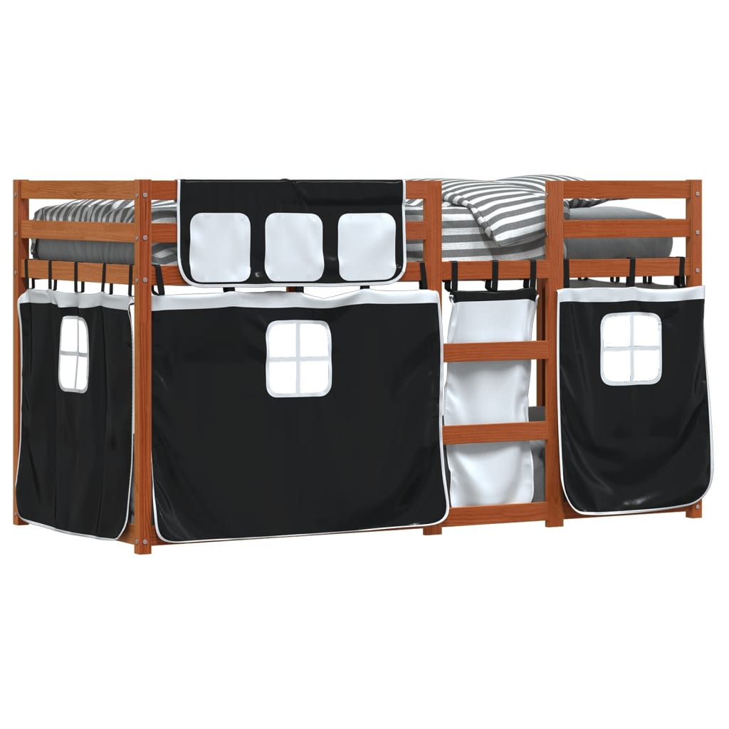 Bunk Bed without Mattress White&Black 90x200 cm Solid Wood Pine