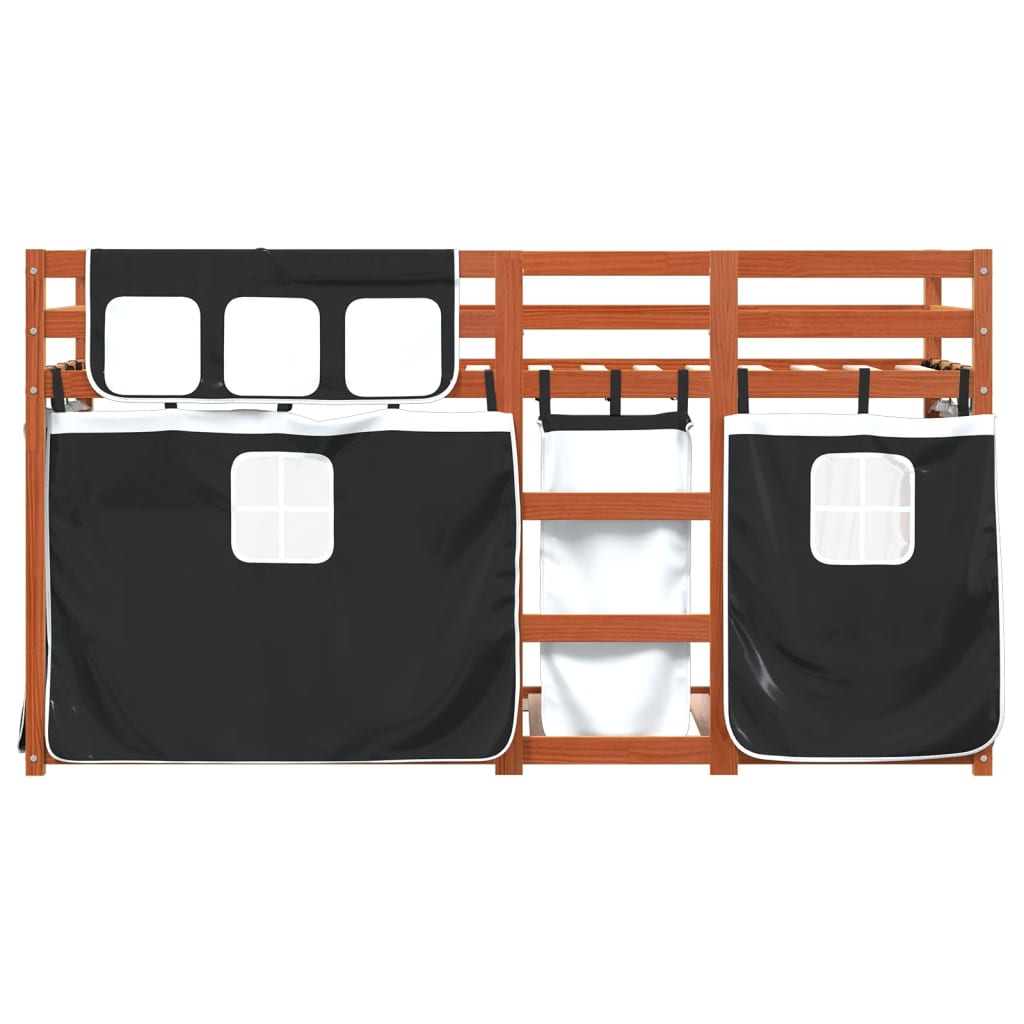 Bunk Bed without Mattress White&Black 90x190 cm Single Solid Wood Pine