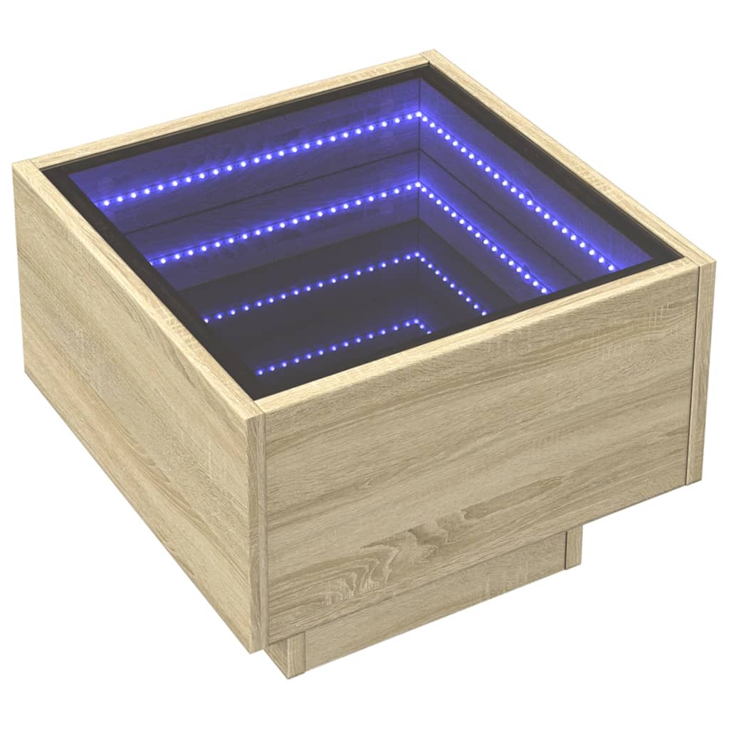 Bedside Table with Infinity LED Sonoma Oak 40x40x30 cm