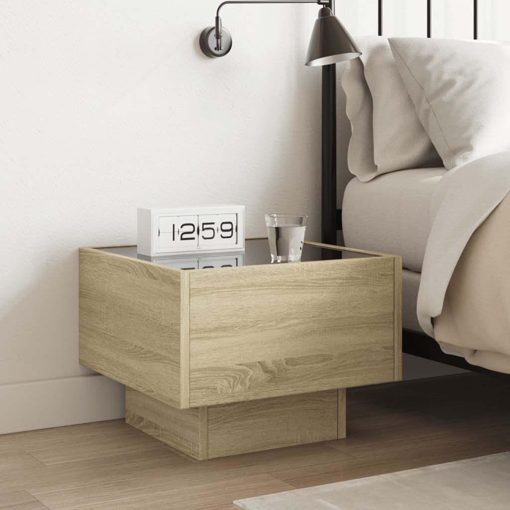 Bedside Table with Infinity LED Sonoma Oak 40x40x30 cm