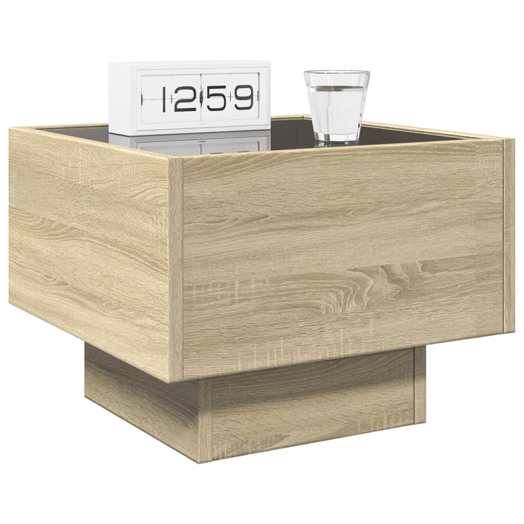 Bedside Table with Infinity LED Sonoma Oak 40x40x30 cm